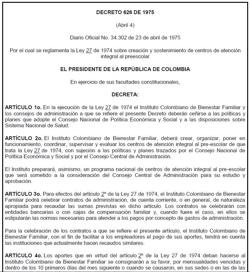 decreto626 de 1975