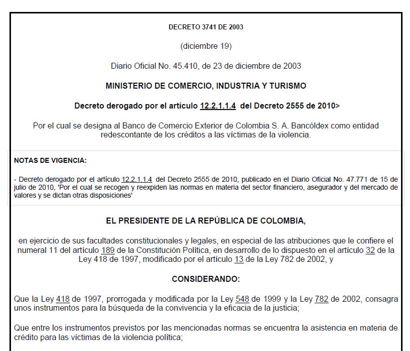 decreto 3741 2003