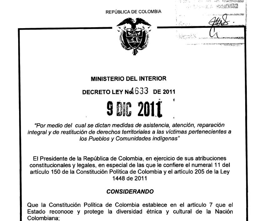 decreto 4633 2011