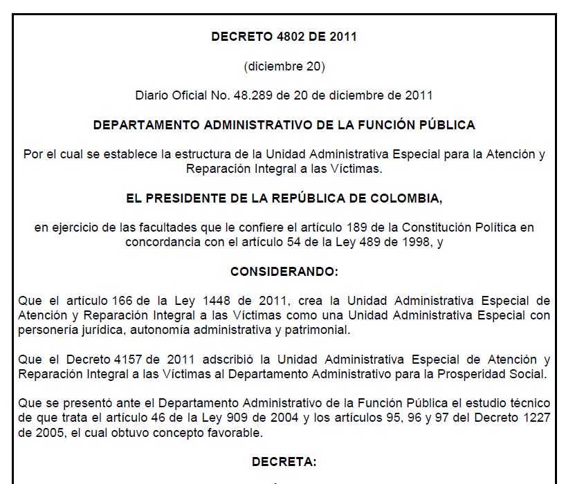 decreto 4802 2011