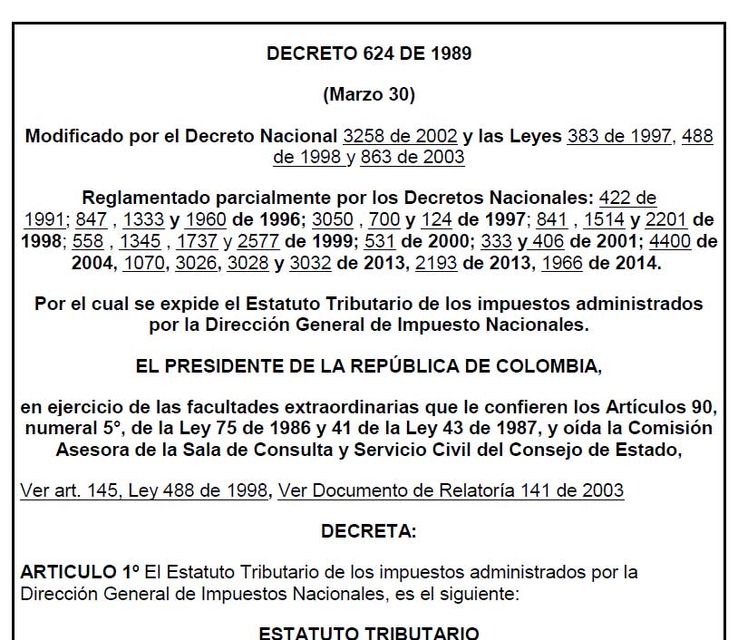 decreto 624 1989