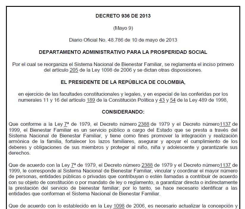 decreto 936 2013