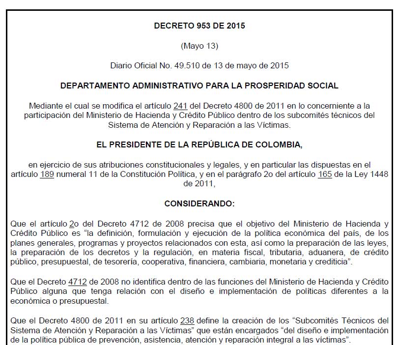 decreto 953 2015