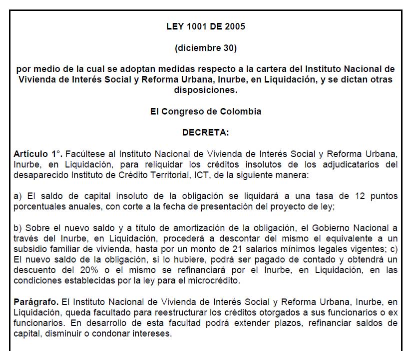 ley 1001 2005