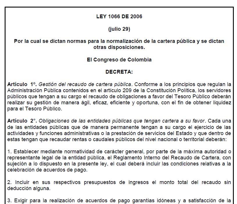 ley 1066 2006