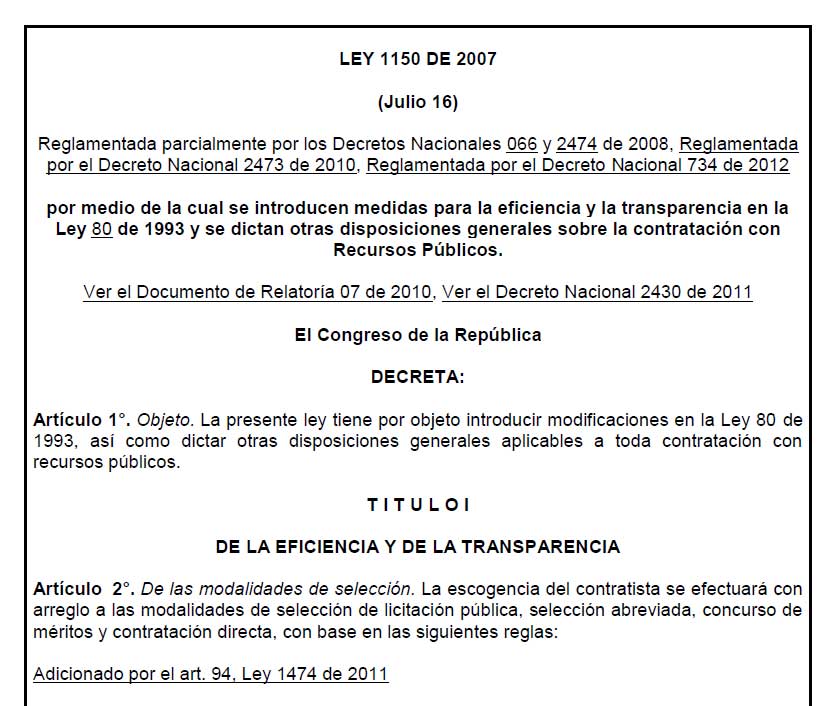 ley 1150 2007