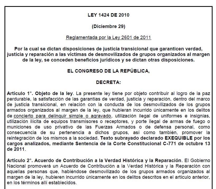ley 1424 2010