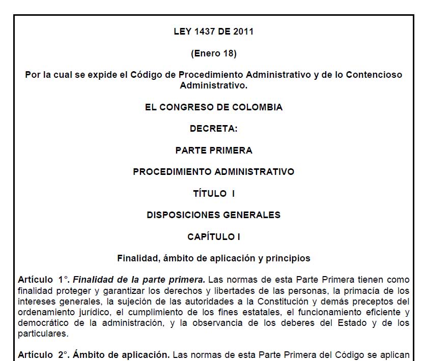 ley 1437 2011