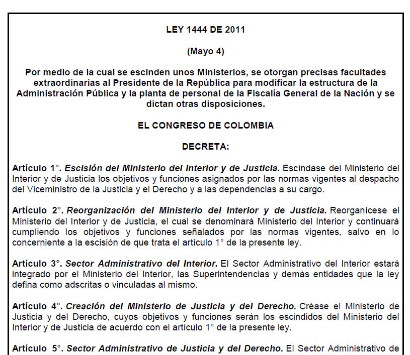 ley 1444 2011