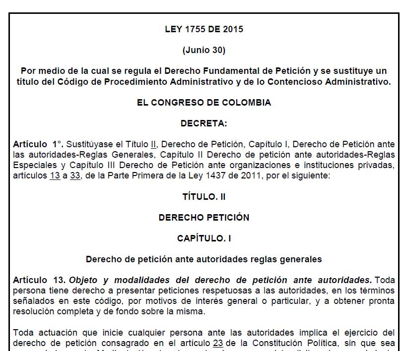 ley 1755 2015