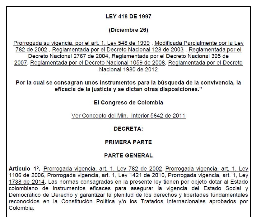 ley 418 1997