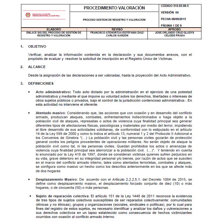 procedimientovaloracion
