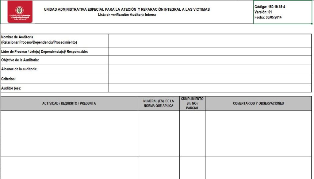 Formato Lista de Verificacion Auditoria Interna v1