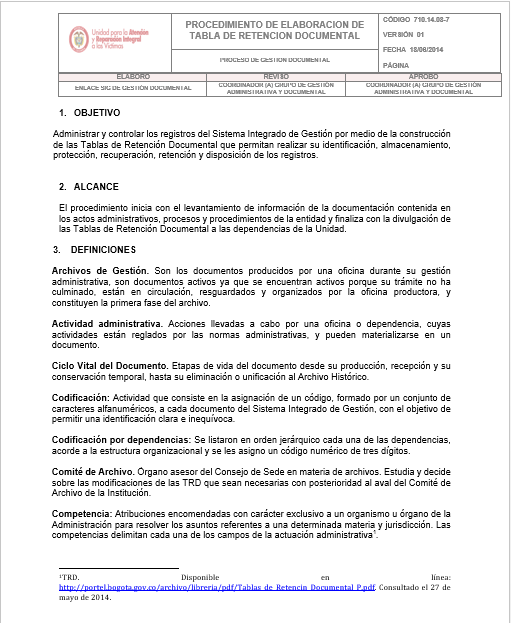 Elaboracion TRD