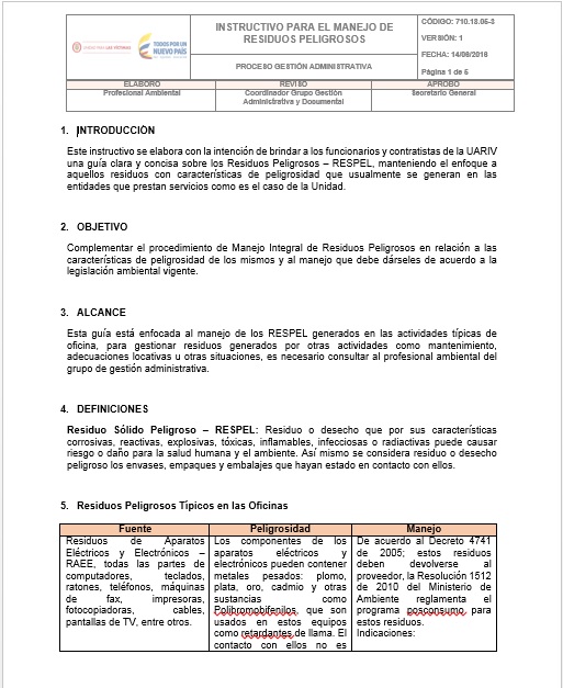 Instructivo residuos peligrosos