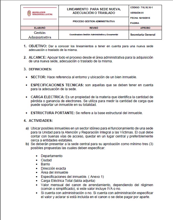 Lineamientos sede nueva