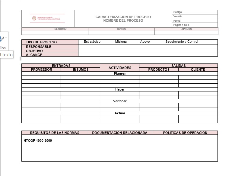 Modelo caracterizacion