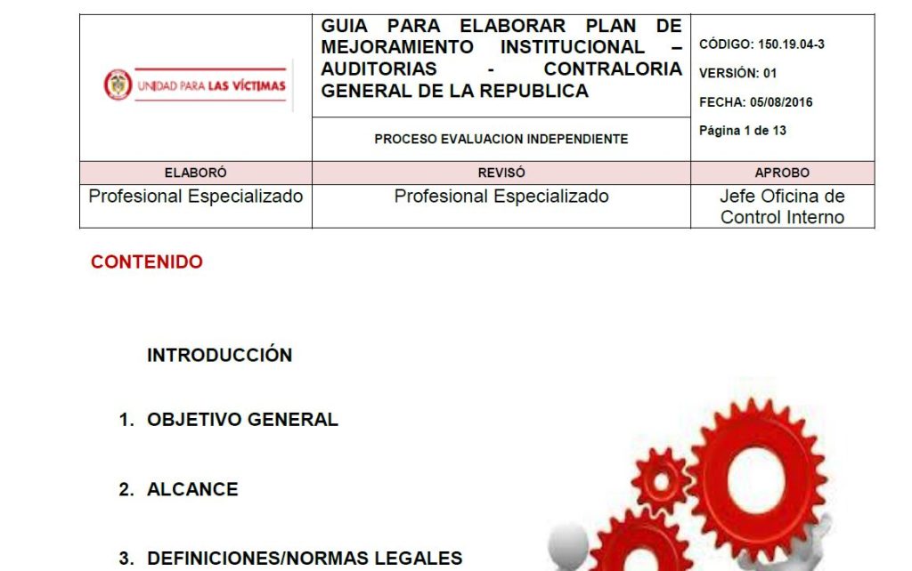 Guia para Elaborar Plan de Mejoramiento Institucional V1