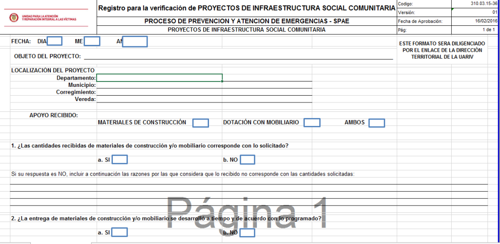 Registro para la verificacion de Proyectos de ISC