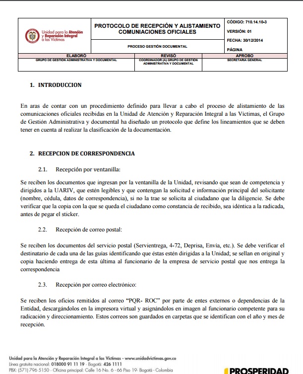 protocolo recepcion y alistamiento