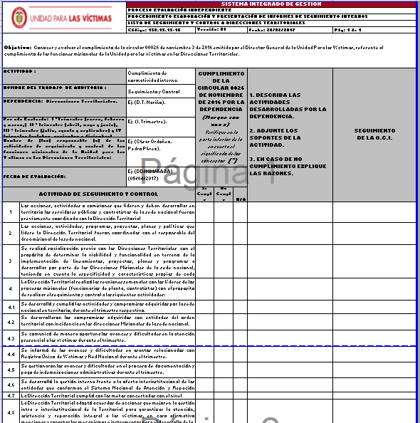 lista seguimiento y control a direcciones territoriales