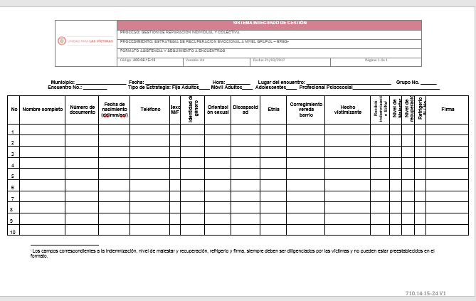 formato asistencia y seguimiento a encuentros