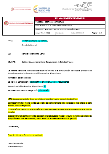 formato solicitud de acompanamiento