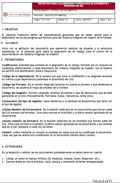 instructivo para la elaboracion y codificacion de documentos y registros del sig 0