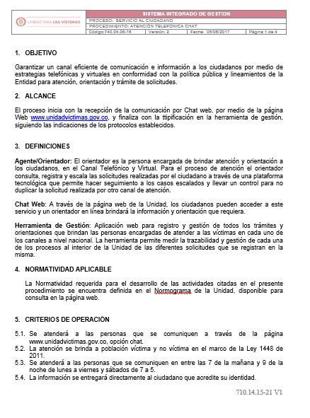procedimiento atencion telefonica chat v2