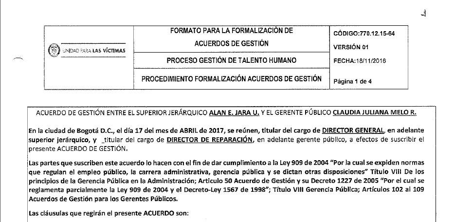 acuerdos de gestion evaluados 2017 claudia juliana melo