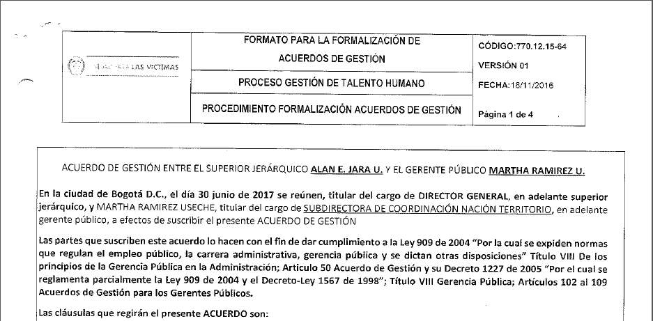 acuerdos de gestion evaluados 2017 martha ramirez useche
