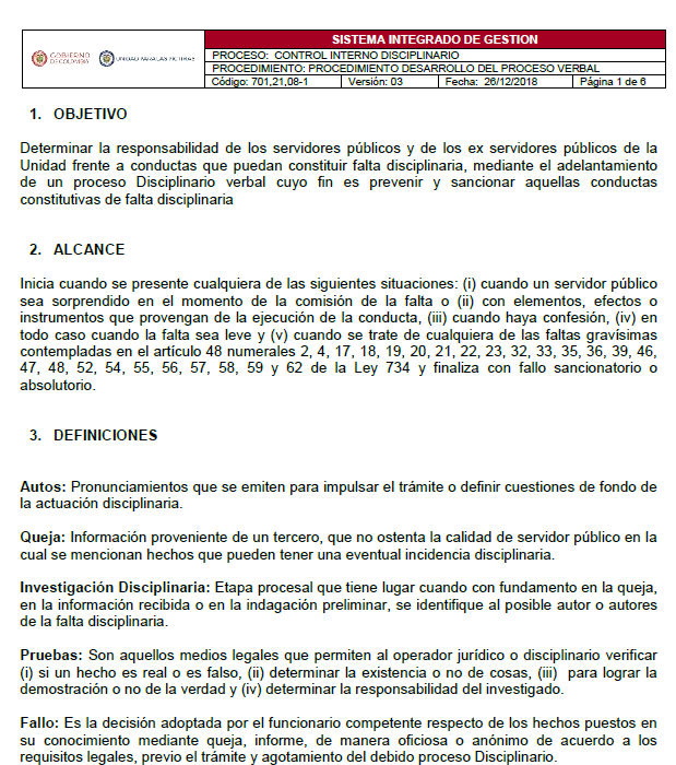 portada procedimiento para el desarrollo del proceso disciplinario verbal v3