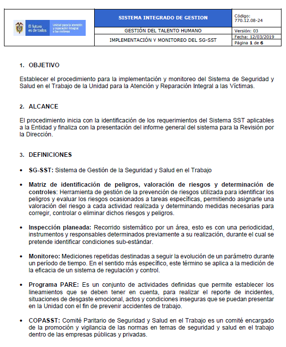 implementacion y monitoreo del sg sst