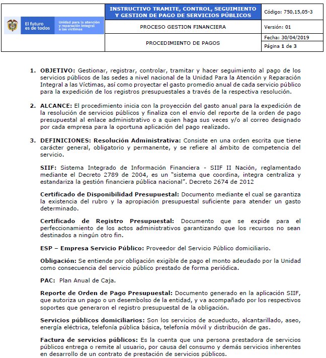 instructivo para tramite de servicios publicos