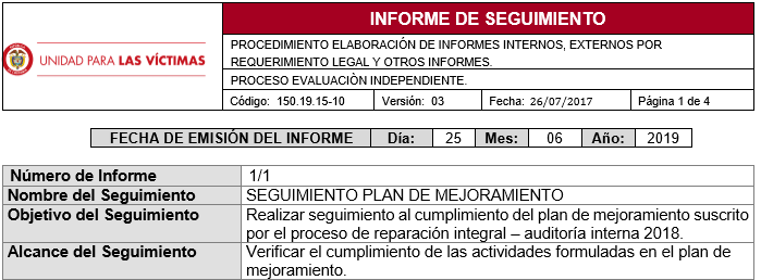 informe de seguimiento