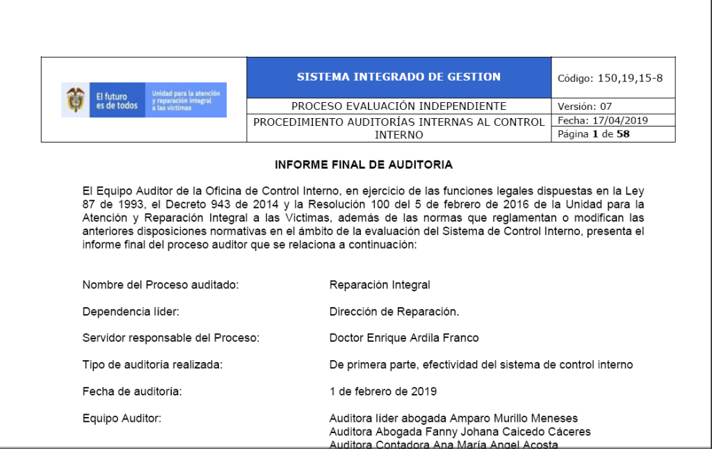 informe final de auditoria