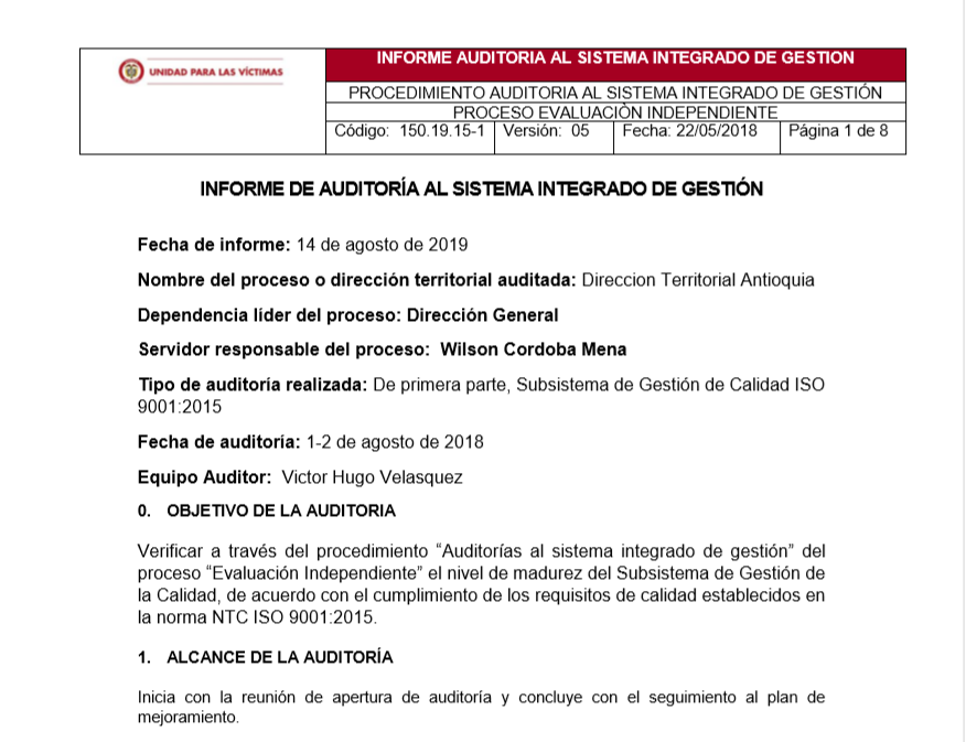 informe calidad dt antioquia