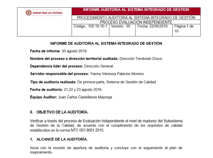 informe calidad dt choco