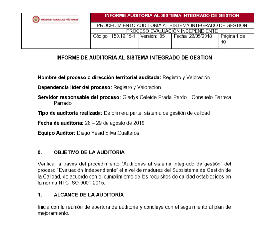 registro y valoracion