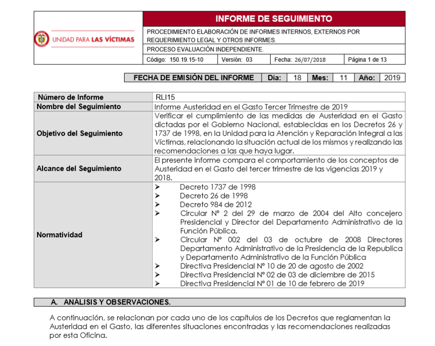 informe de austeridad