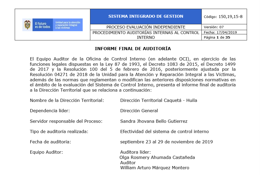 dt caqueta huila informe final de auditoria