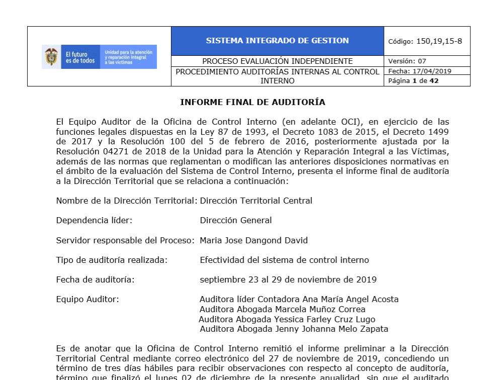 dt central informe final de auditoria