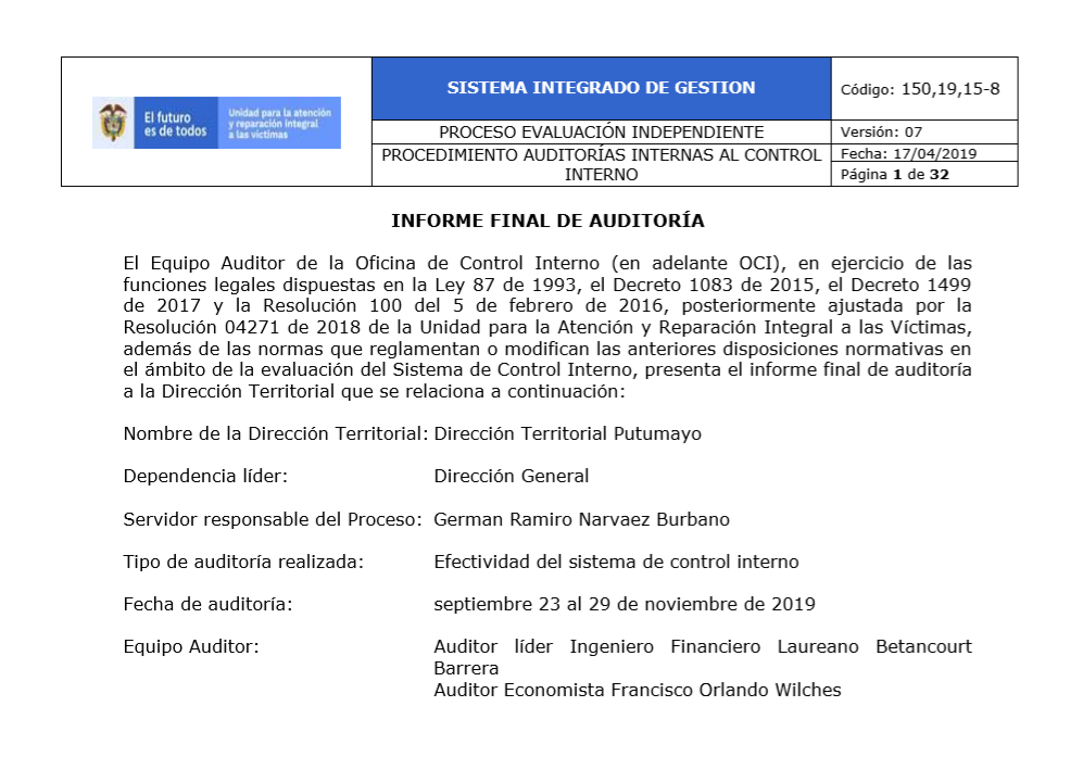 dt putumayo informe final de auditoria