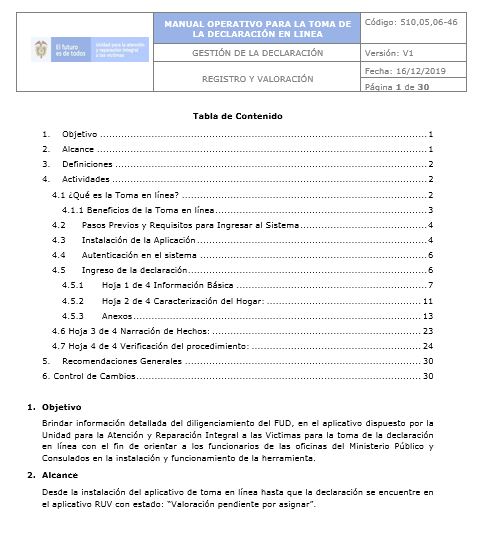 manual toma declaracion