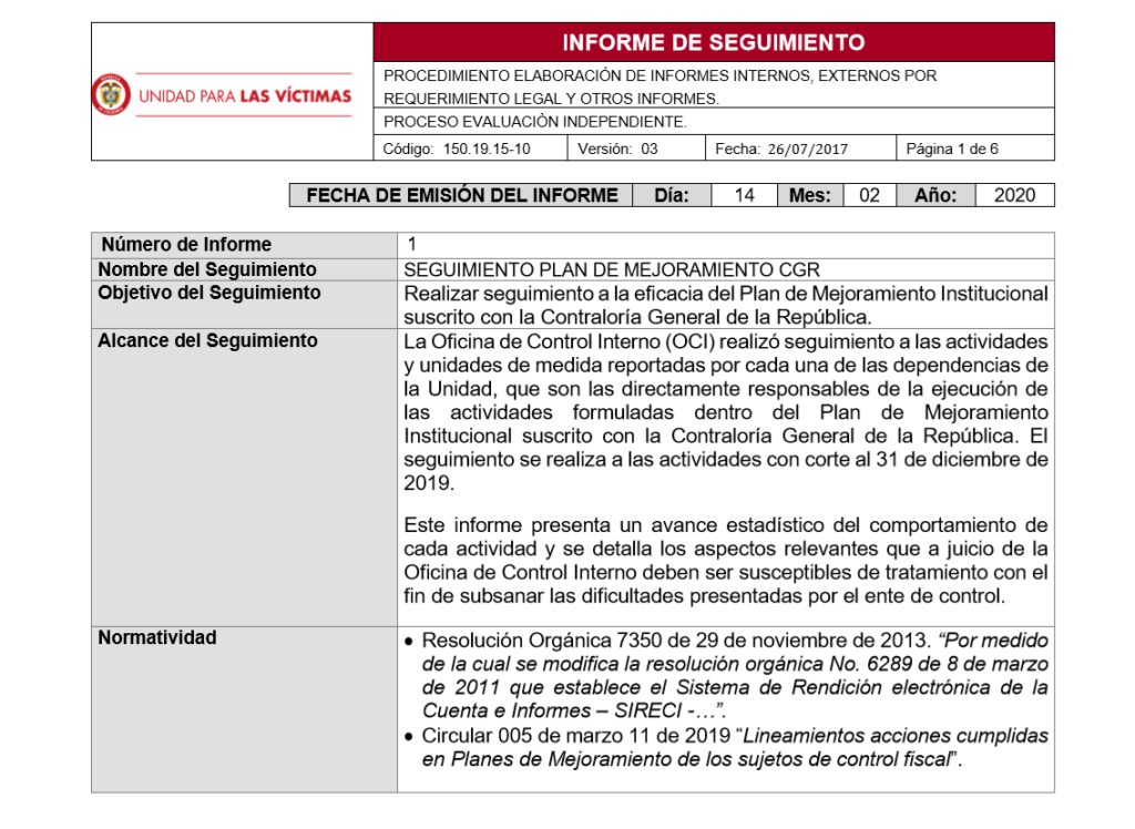 informe seguimiento plan mejoramiento cgr diciembre 2019