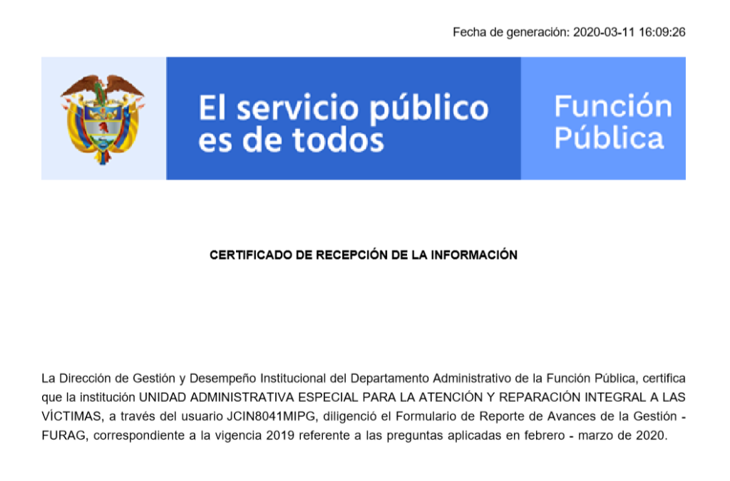 certificado de cumplimiento furag ii