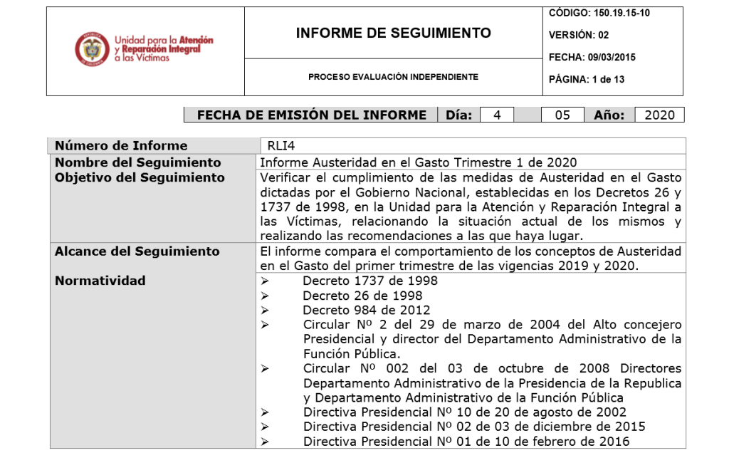 informe austeridad enero marzo 2020