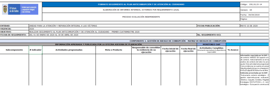 seguimiento plan anticorrupcion y atencion al ciudadano
