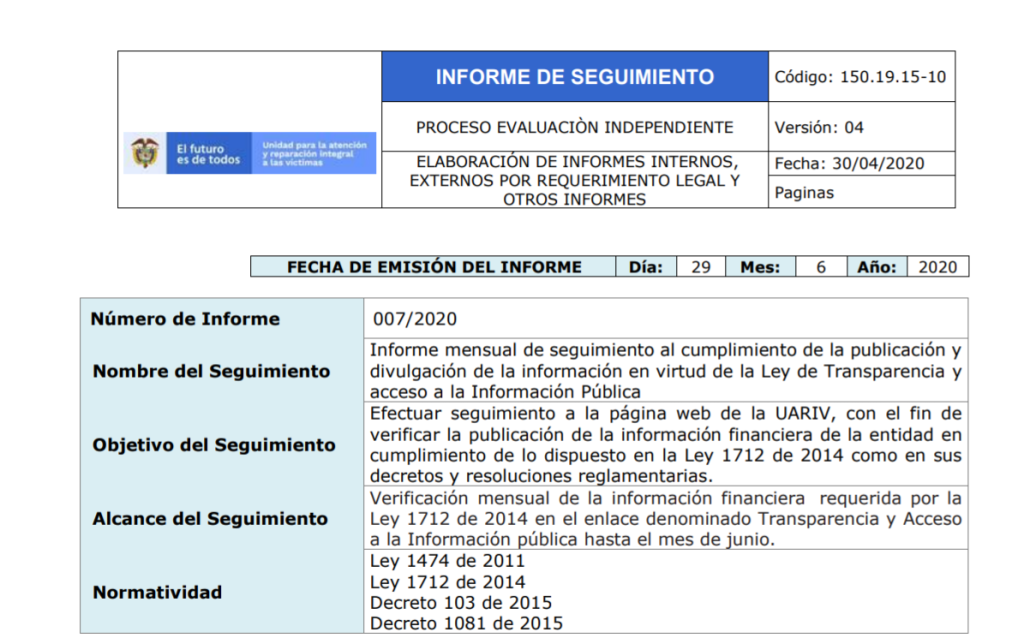 informe seguimiento transparencia financiera 2020