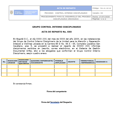 acta de reparto